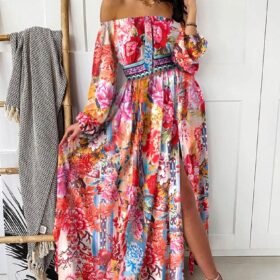 woman-wearing-printed-maxi-swing-dress