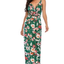 woman-wearing-printed-v-neck-floral-sundress-maxi-dress