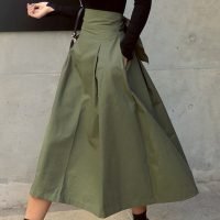 woman-wearing-solid-color-big-swing-long-skirt