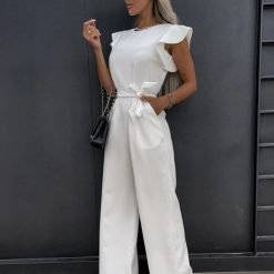 woman-wearing-casual-v-neck-short-sleeve-jumpsuit