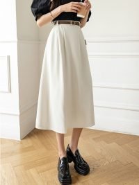 woman-wearing-high-waist-casual-a-line-long-skirt
