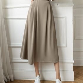 woman-wearing-high-waist-casual-a-line-long-skirt