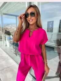 woman-wearing-casual-v-neck-short-sleeve-jumpsuit