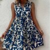 woman-wearing-printed-casual-v-neck-midi-loose-dress