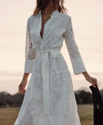 woman-wearing-embroidered-chic-lapel-long-sleeve-maxi-dress