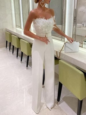 woman-wearing-elegant-feather-tube-top-jumpsuit