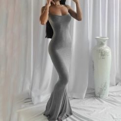 woman-wearing-satin-slip-sleeveless-bodycon-maxi-dress