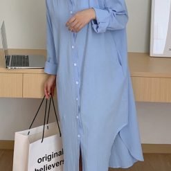 woman-wearing-solid-color-oversized-long-shirt