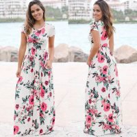 woman-wearing-floral-print-boho-maxi-dress