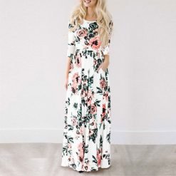 woman-wearing-floral-print-boho-maxi-dress